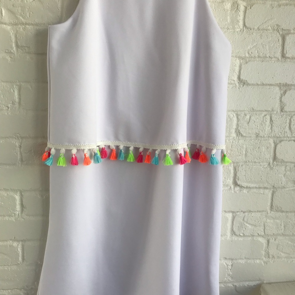 White dress with neon colors summer medium - Picture 5 of 8